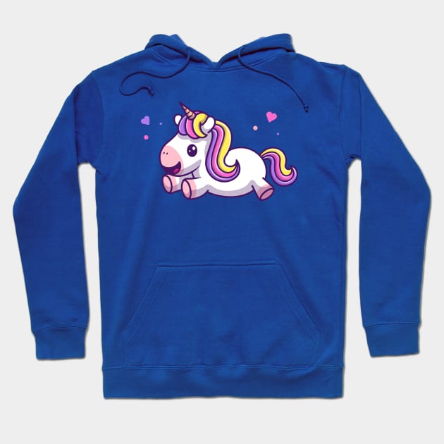 Cute Unicorn Flying Cartoon Hoodie by Catalyst Labs